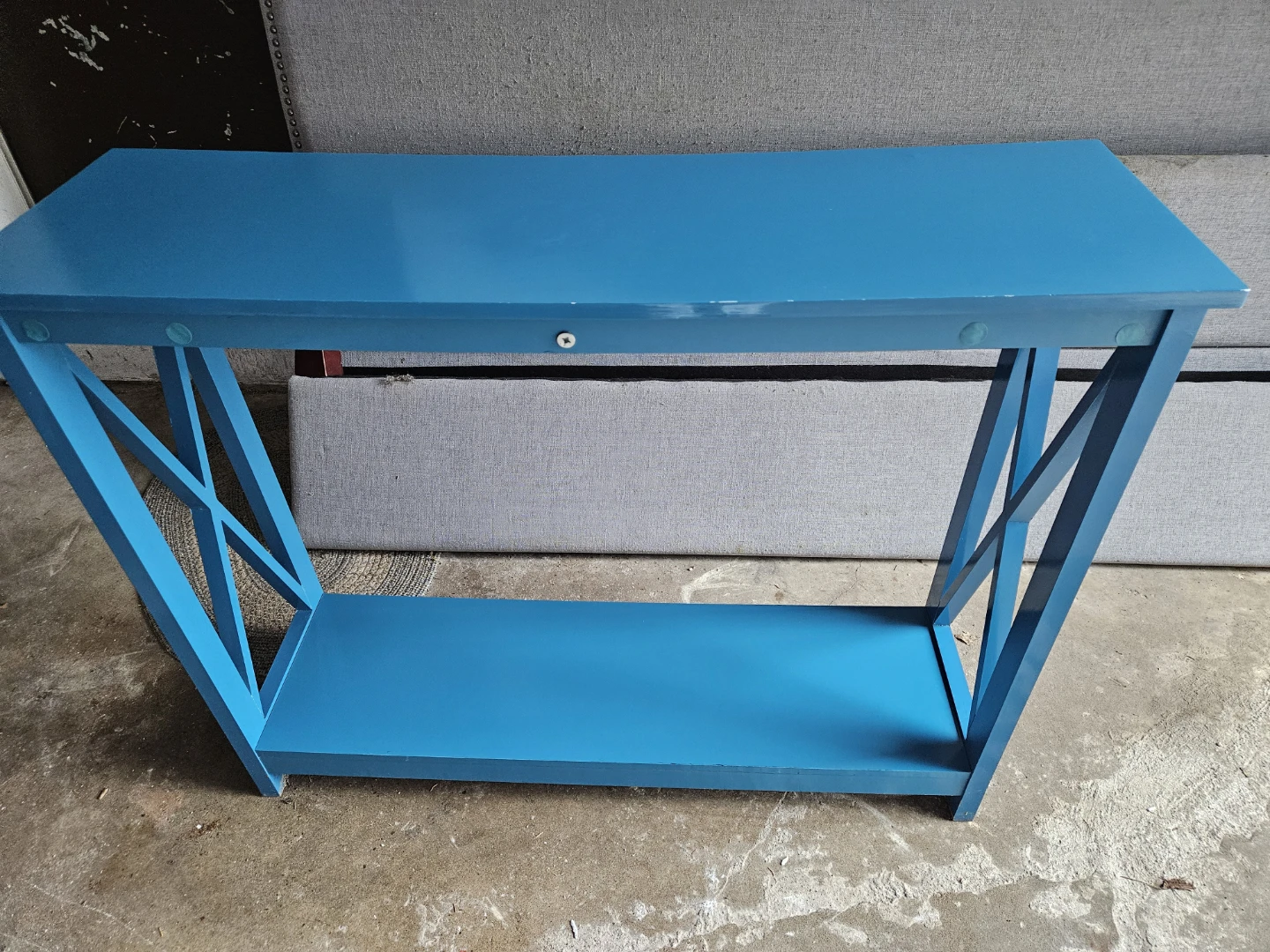Blue X-Frame Console Table
