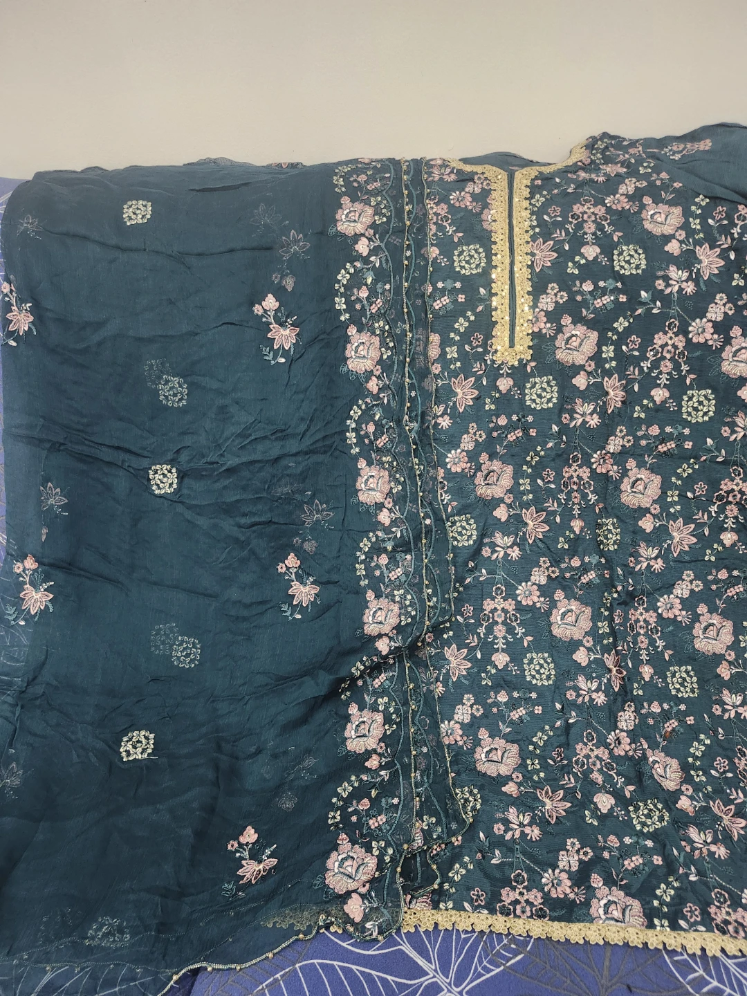 Embroidered Dark Green  suit