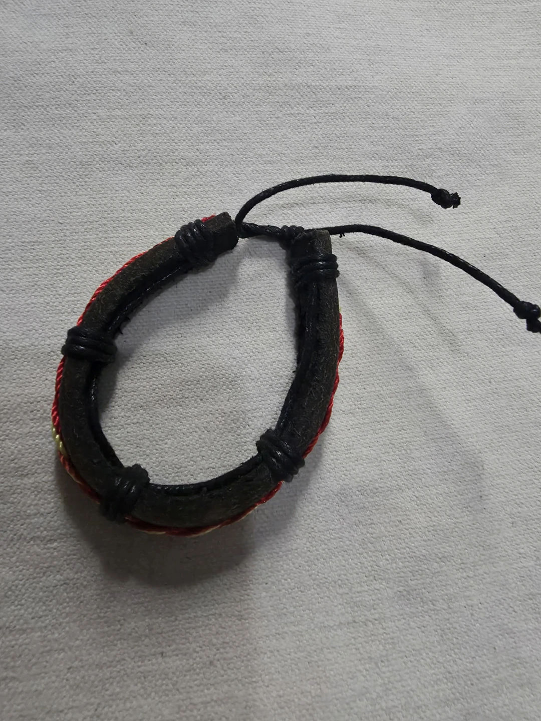 Braided Colored String over Leather Bracelet 🏈 - photo 2