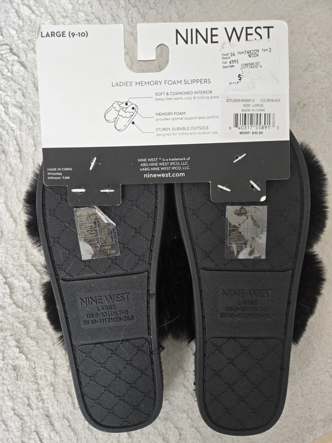 Nine West Ladies' Memory Foam Slippers - Black, Large - photo 2