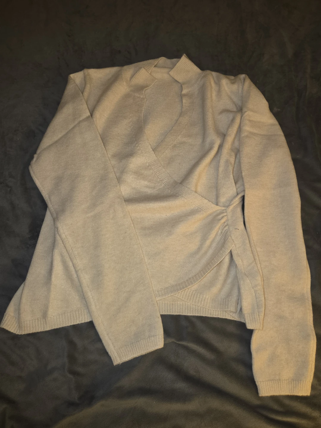 Beige Knit Wrap Sweater