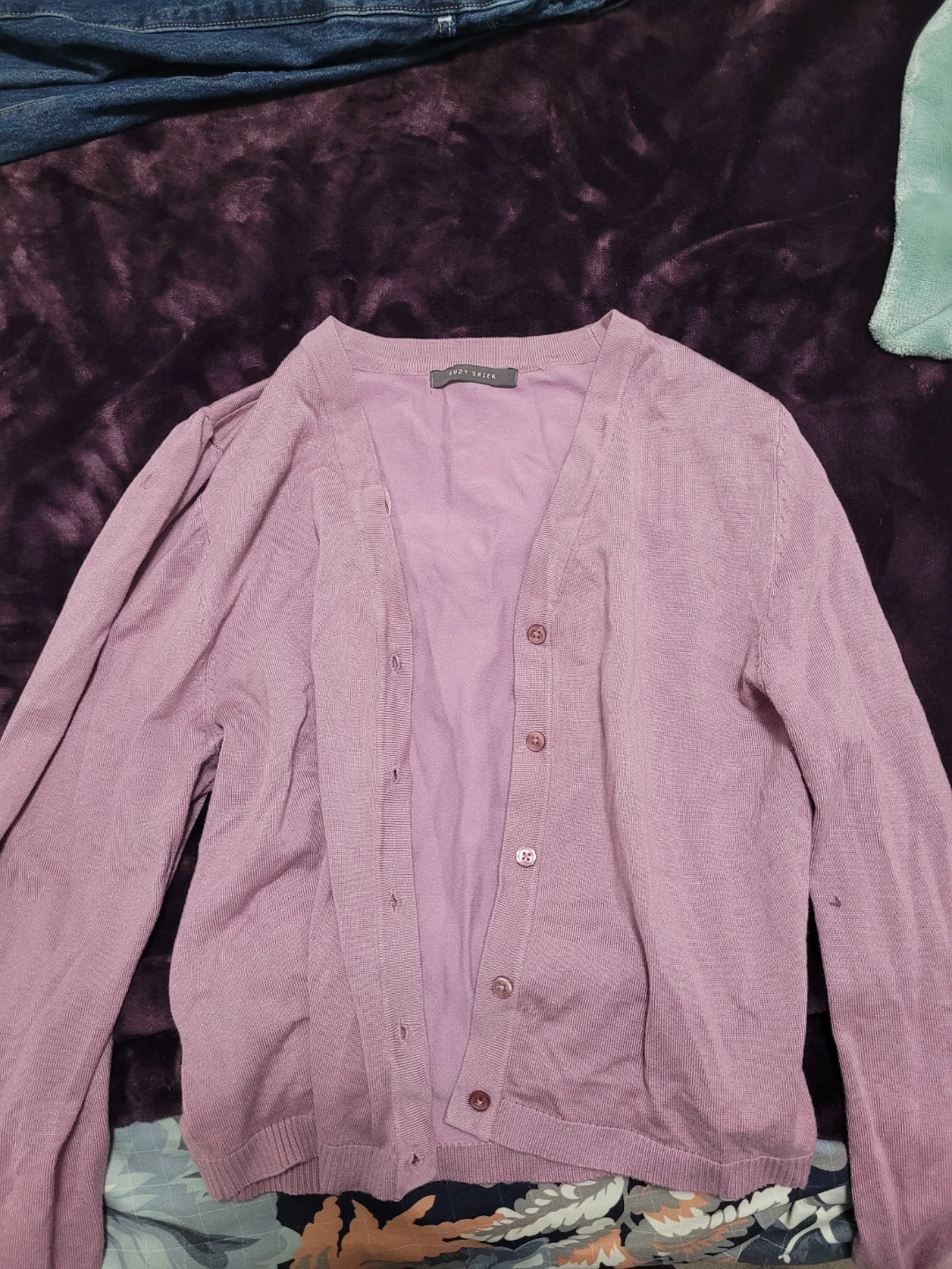 Suzy Shier Purple Cardigan