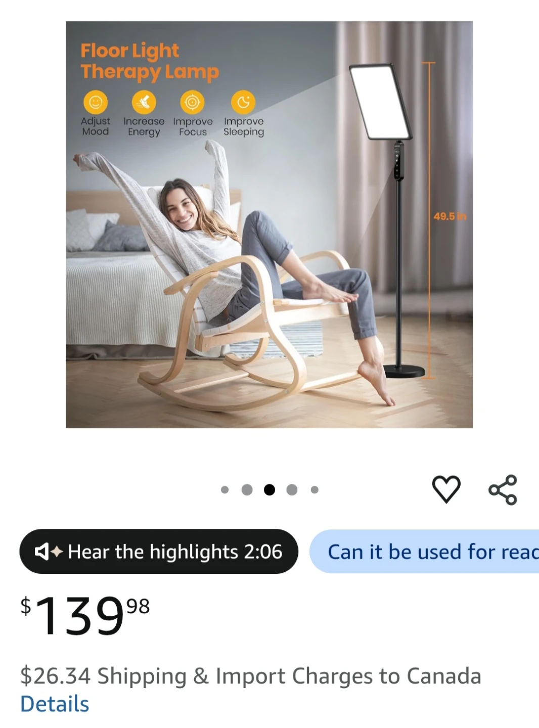 LASTAR Floor Light Therapy Lamp with Remote