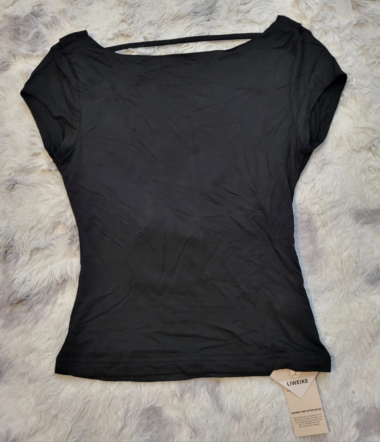 New XS  Black Open Cowl Back Top - photo 2