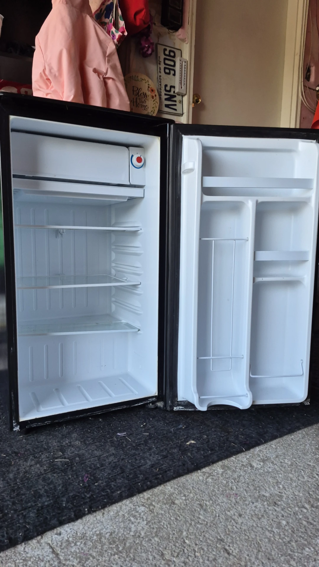 Fridge,Black ,130 inch  tall with mini freezer.