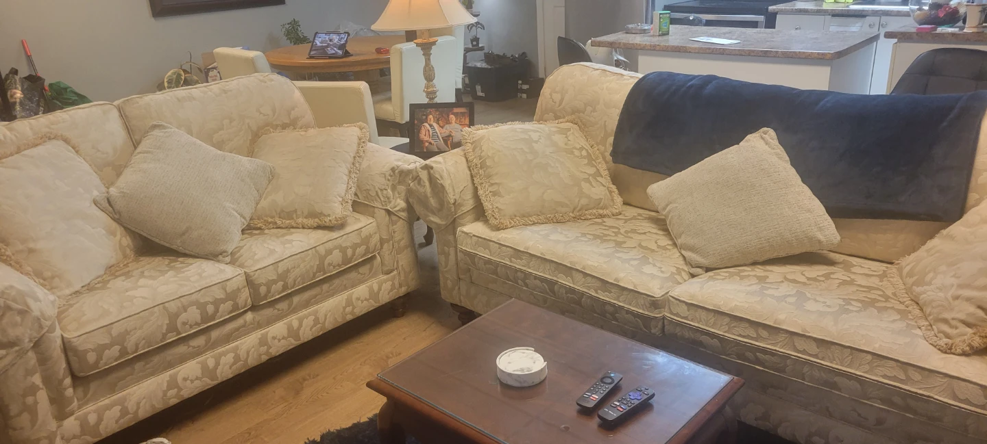 Beige Floral Sofa and Loveseat Set - photo 5