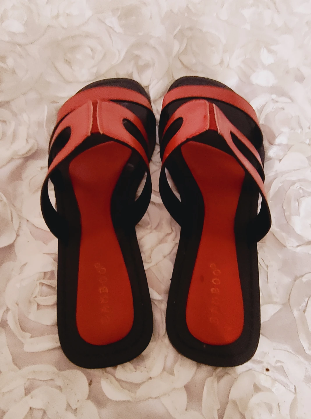 Bamboo Red and Black Slidee Sandals size 10 used - photo 2