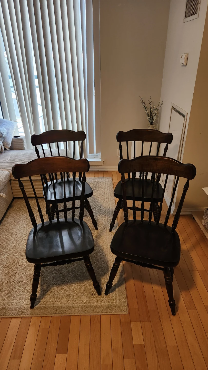 Set of 4 dark wood dining chairs