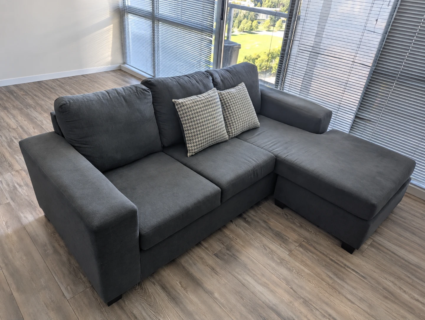 Dark grey sectional sofa with chaise Made in Canada