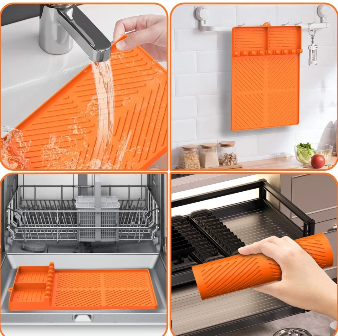 Orange Silicone Griddle Utensil Rest Mat - photo 2