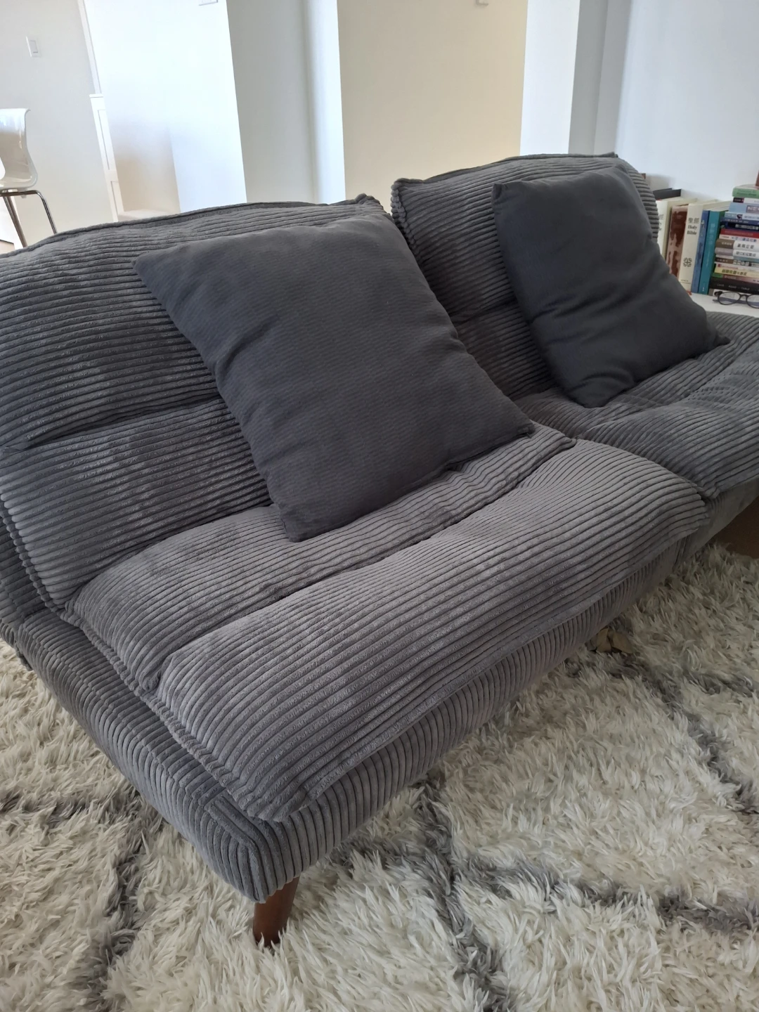 Grey Corduroy Convertible Futon Sofa - photo 5