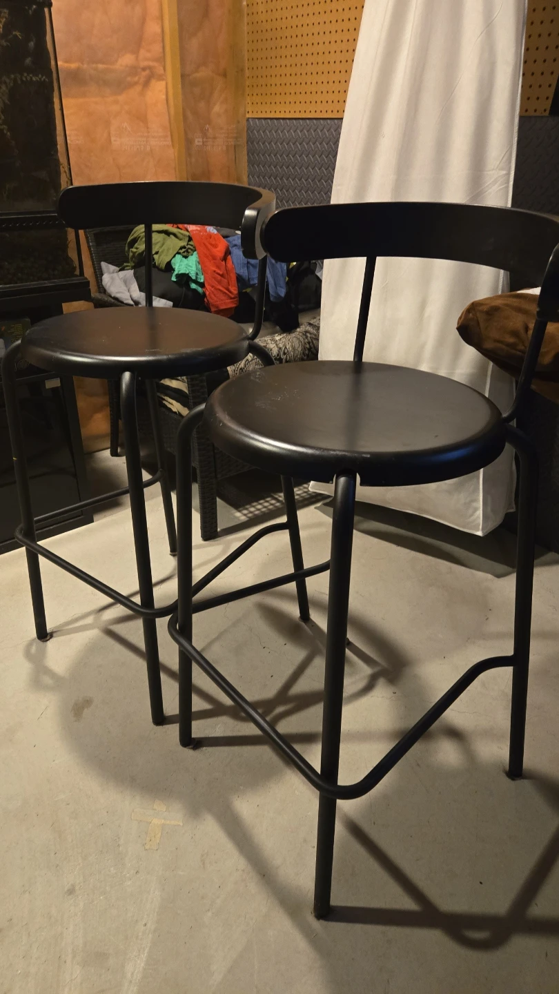 3 IKEA Black Metal Bar Stools