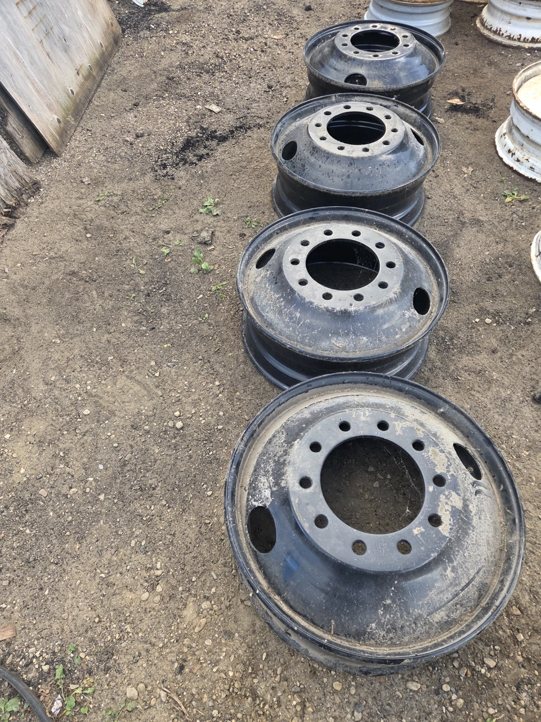Set of 4 Black Steel Truck Rims 24.5 new
