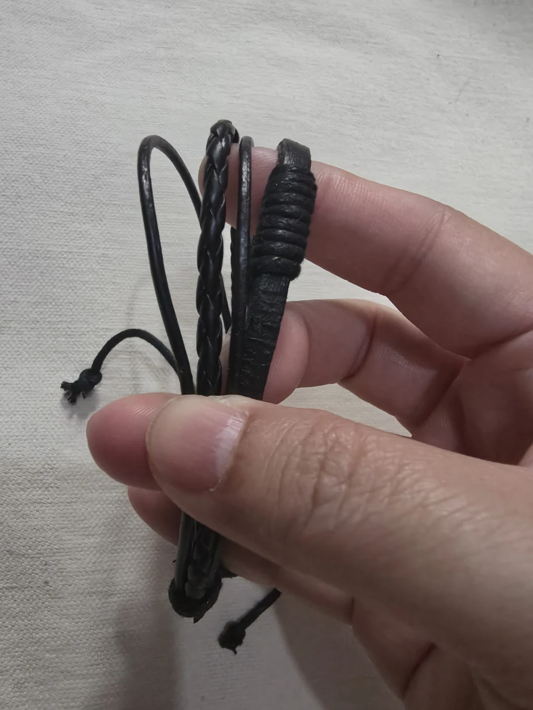 Multi-Strand Black Leather Bracelet 🏈