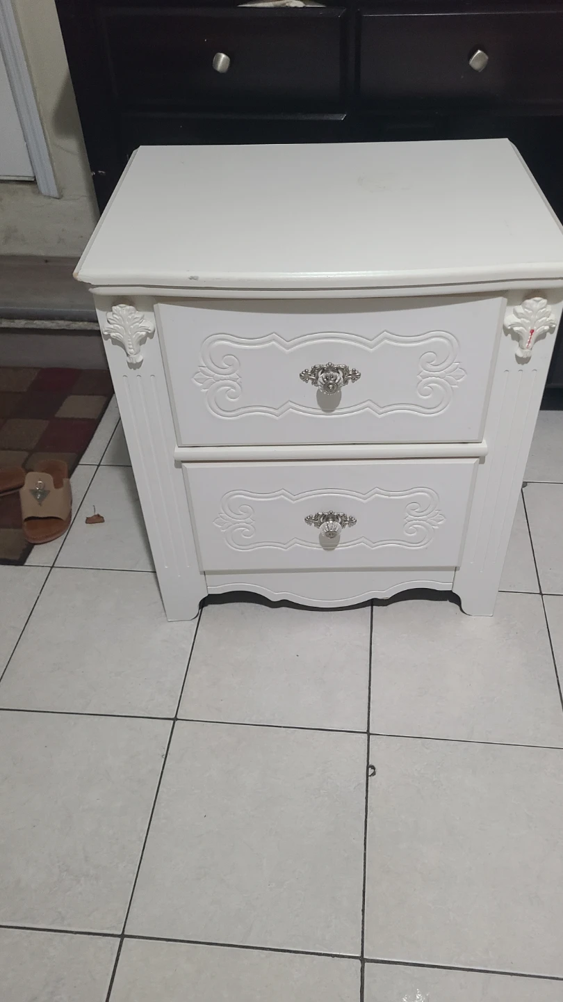 White 2-Drawer Wooden Nightstand