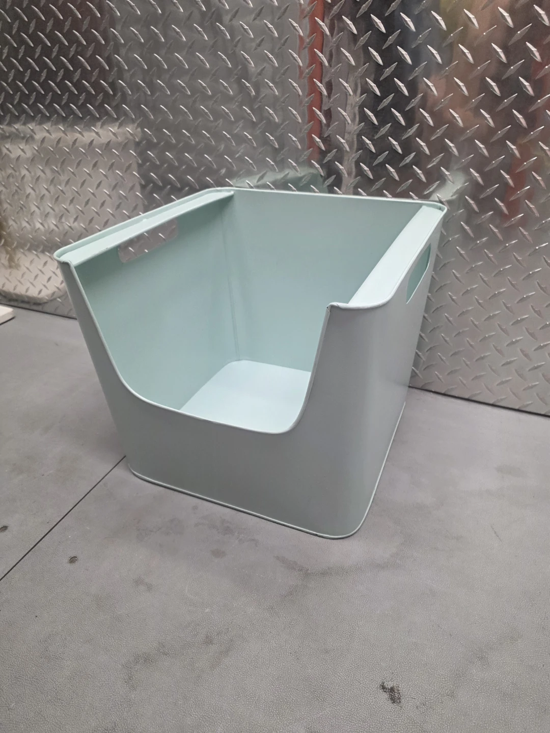 Crate & Barrel Large Mint Green Metal Stacking Storage - photo 4
