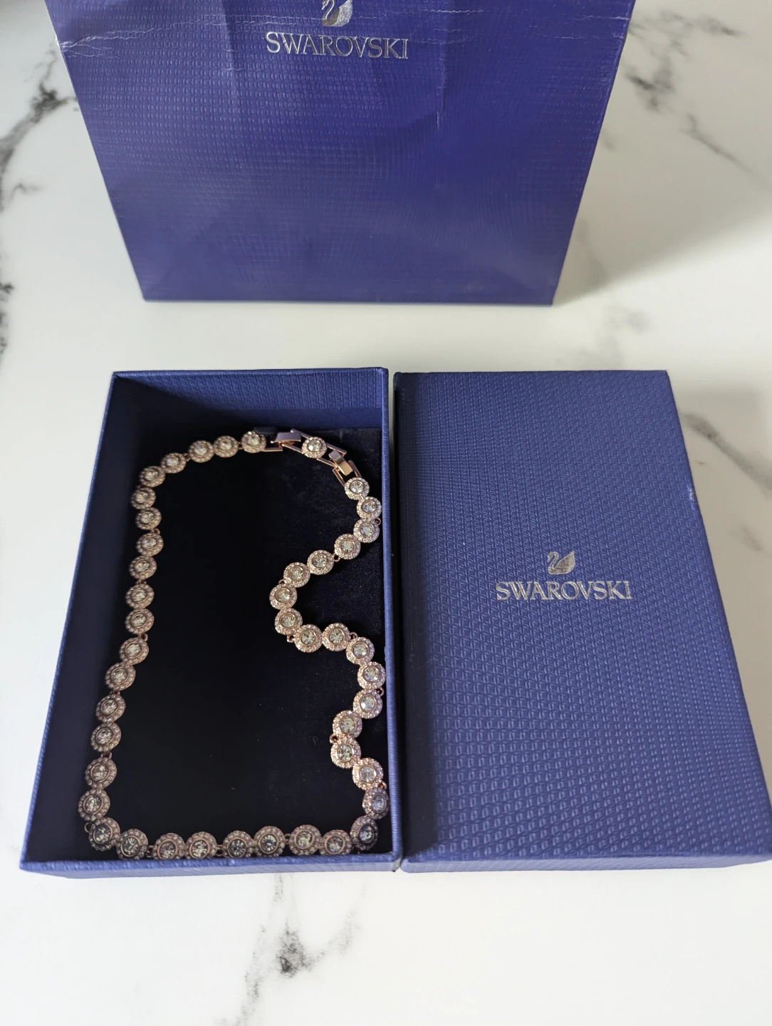 Swarovski crystal necklace in rose gold