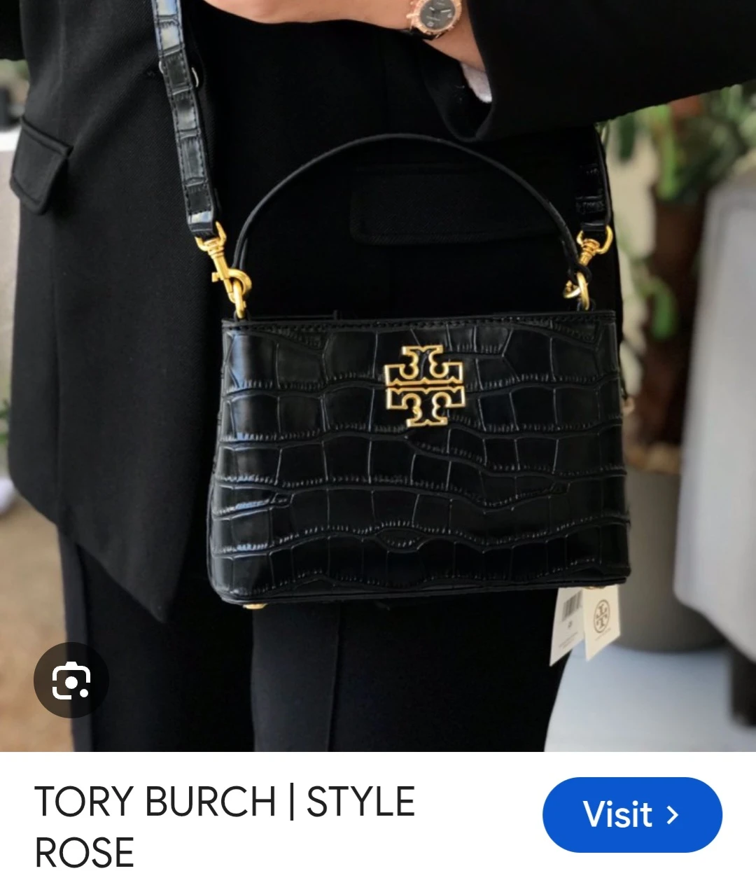 Tory Burch Black Crocs glossy Handbag - photo 3