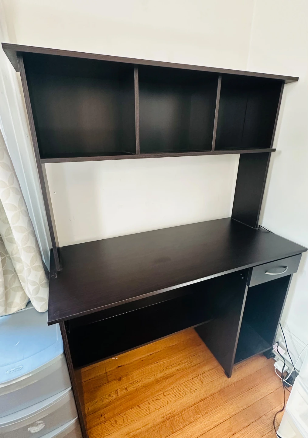 Dark Brown Computer Desk with Hutch - photo 2