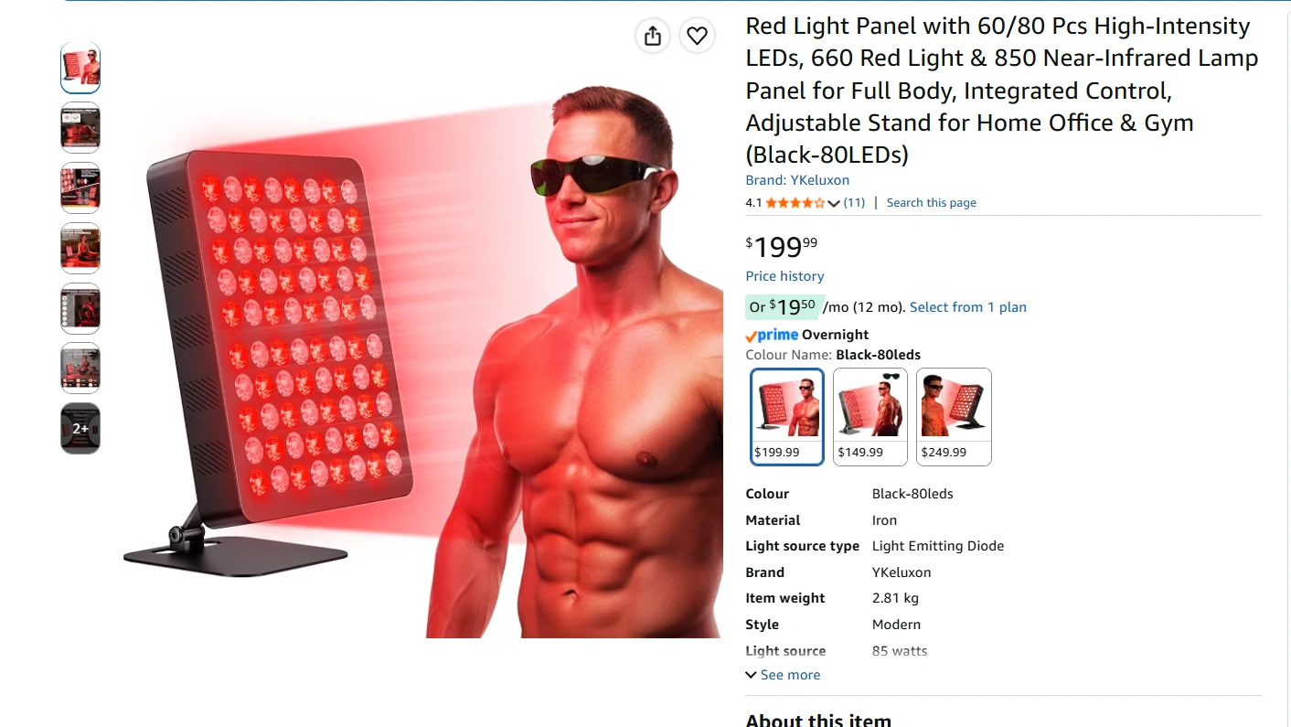 Red Light Therapy Panel with Stand Brand New - photo 2