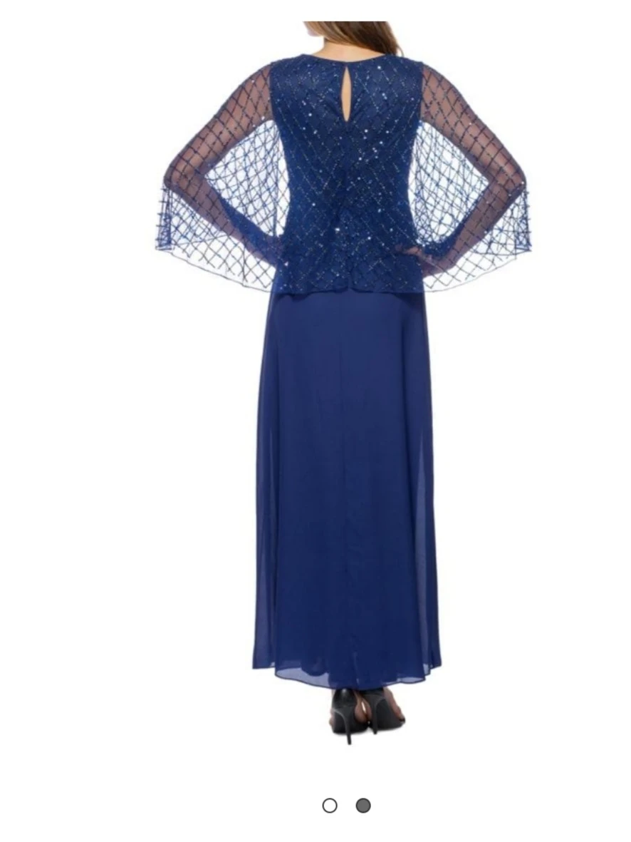 Elegant navy  blue sequin  evening gown - photo 2