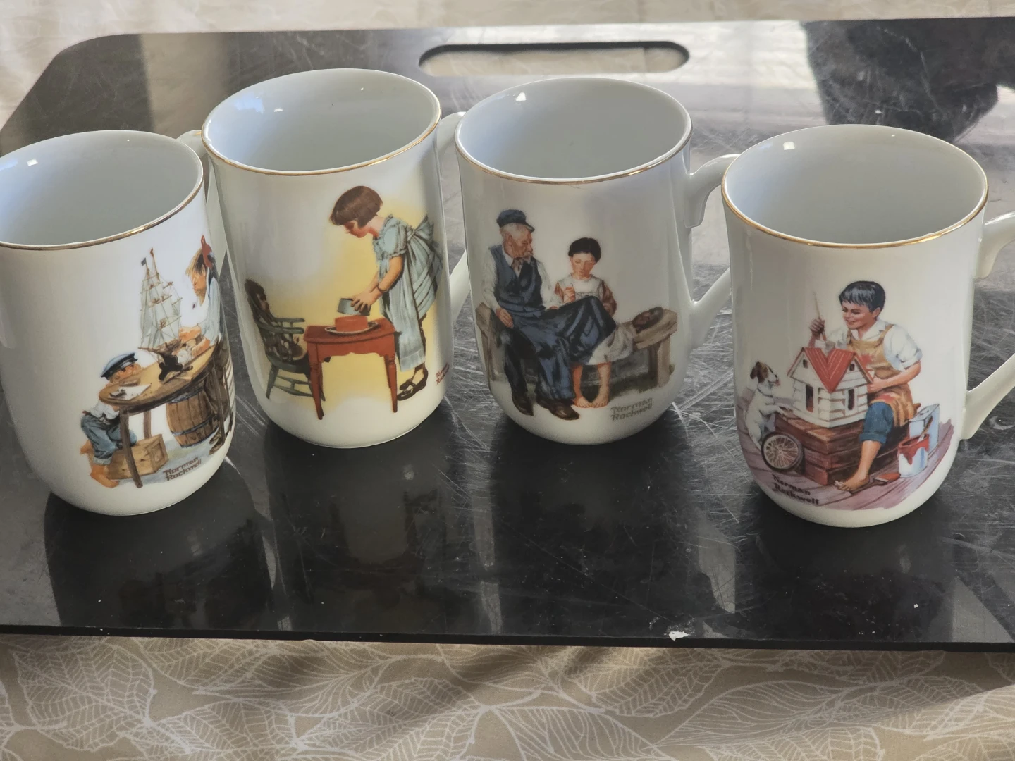 Set of 4 Norman Rockwell Porcelain Mugs