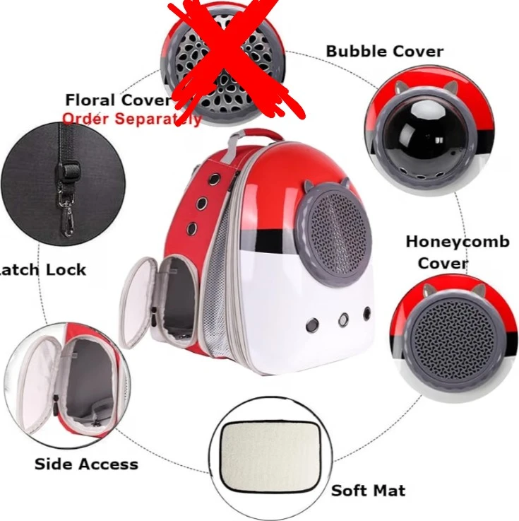Pokeball Style Pet Travel Backpack - up to 20 lb - photo 4