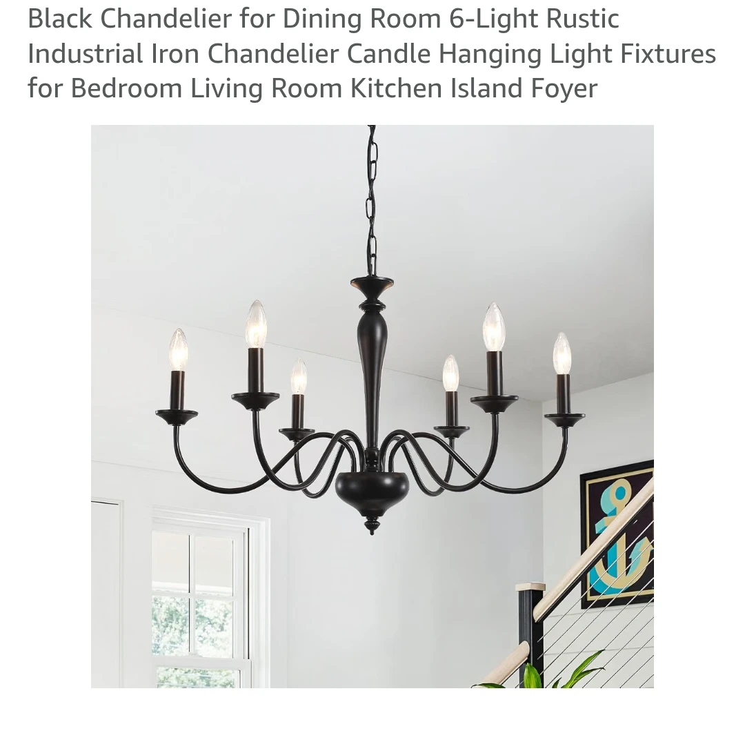 6-Light Rustic Industrial Iron Chandelier