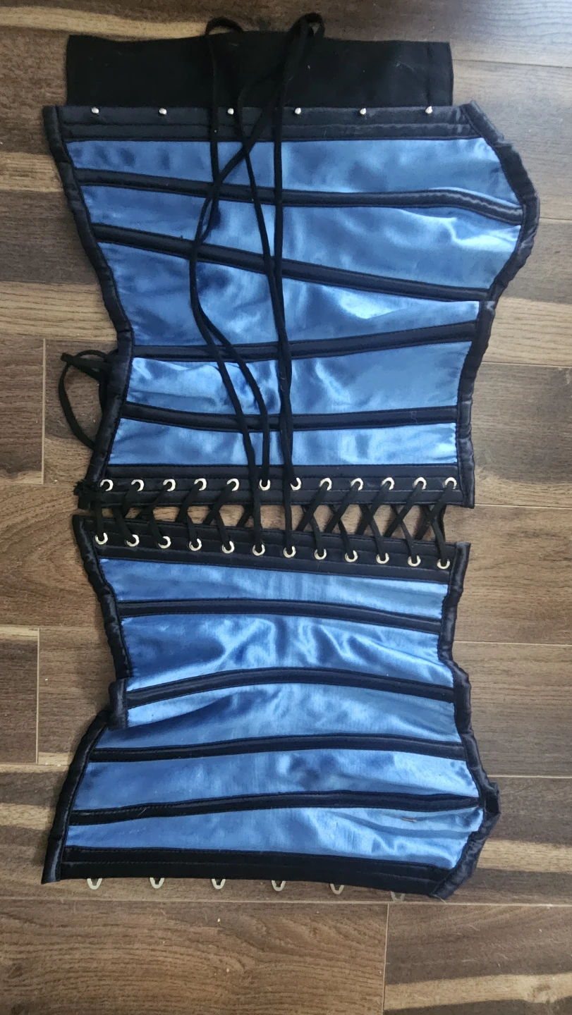 Blue Satin Corset with Black Trim - photo 2