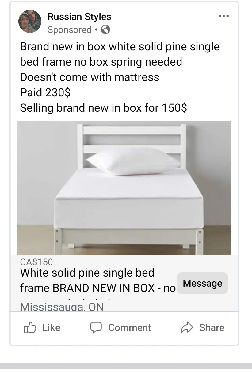 Brand new white solid pine single bed frame
