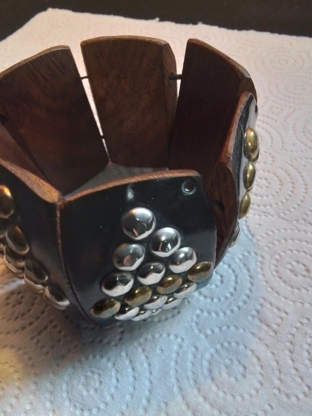 Studded Wood Segment Bracelet