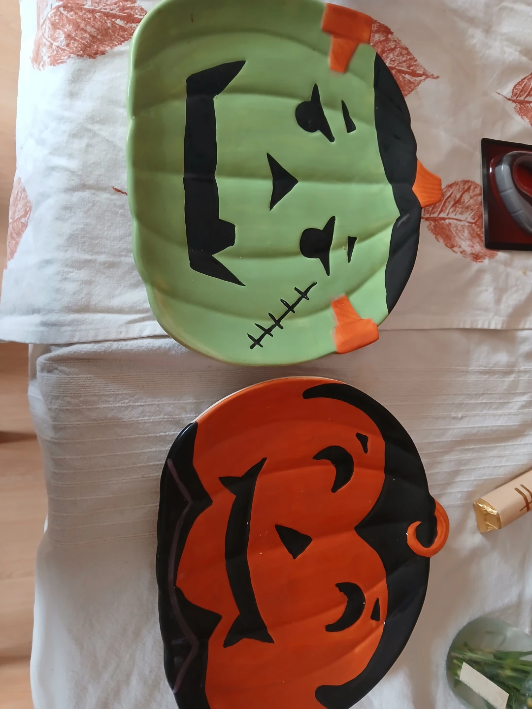Set of 2 Halloween Ceramic Serving Plates