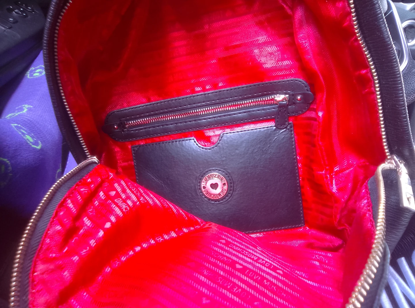 Love Moschino Black Backpack with Red Heart - photo 3