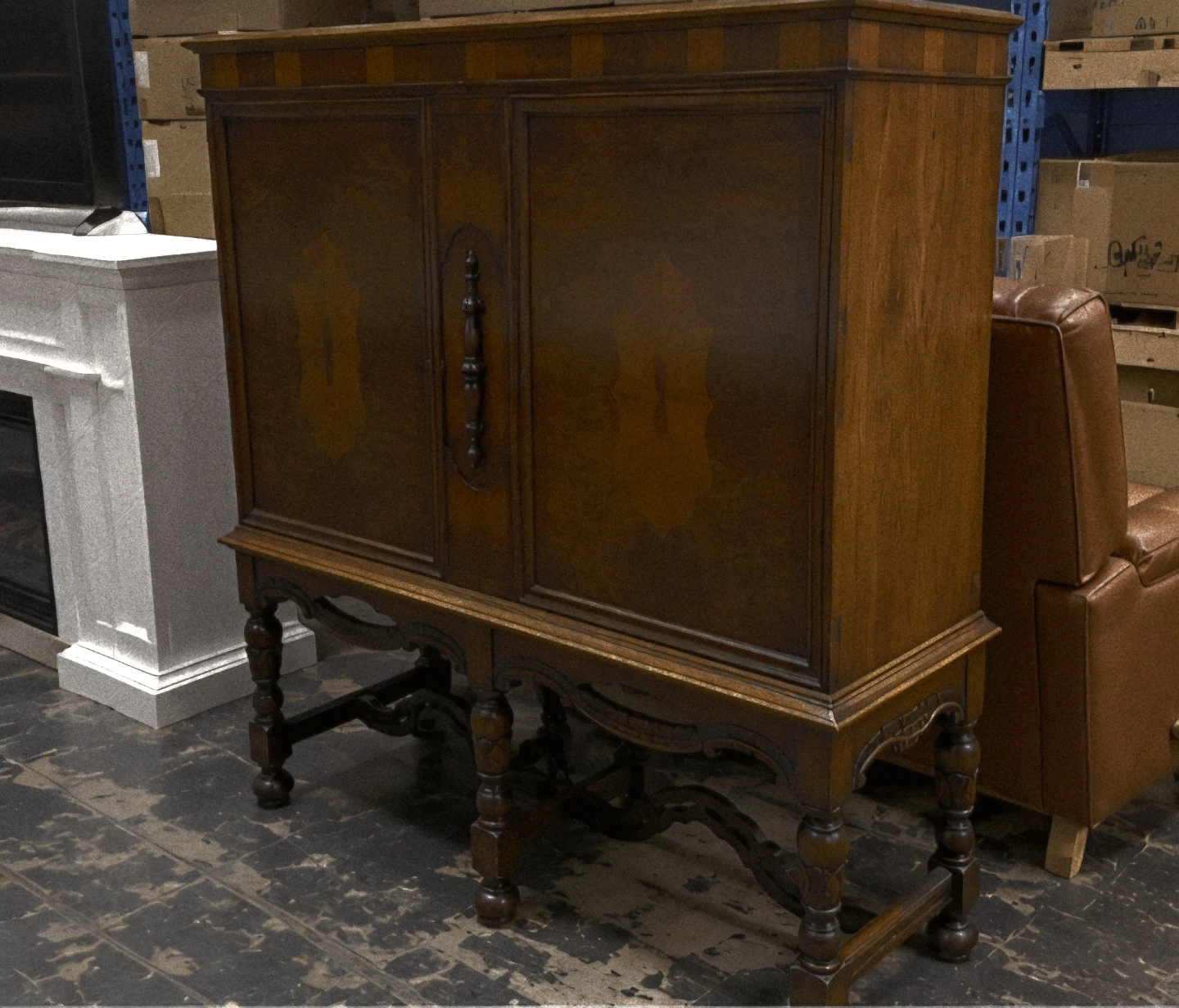 Antique (Early 20th Century) Solid Wood Bar Cabinet - photo 3