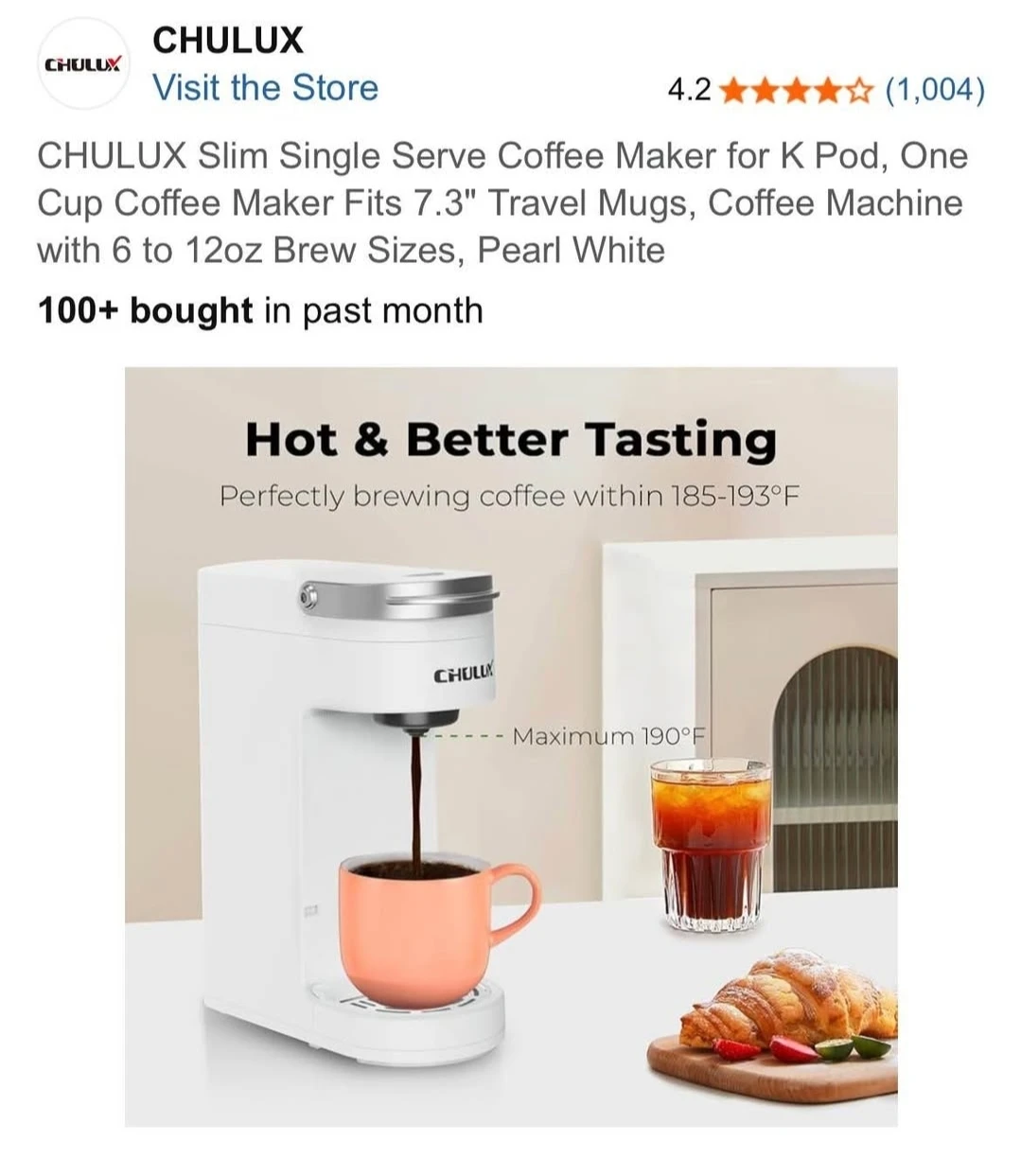 CHULUX Single Serve Coffee Maker with cups holder +Cofffe pods. - photo 5