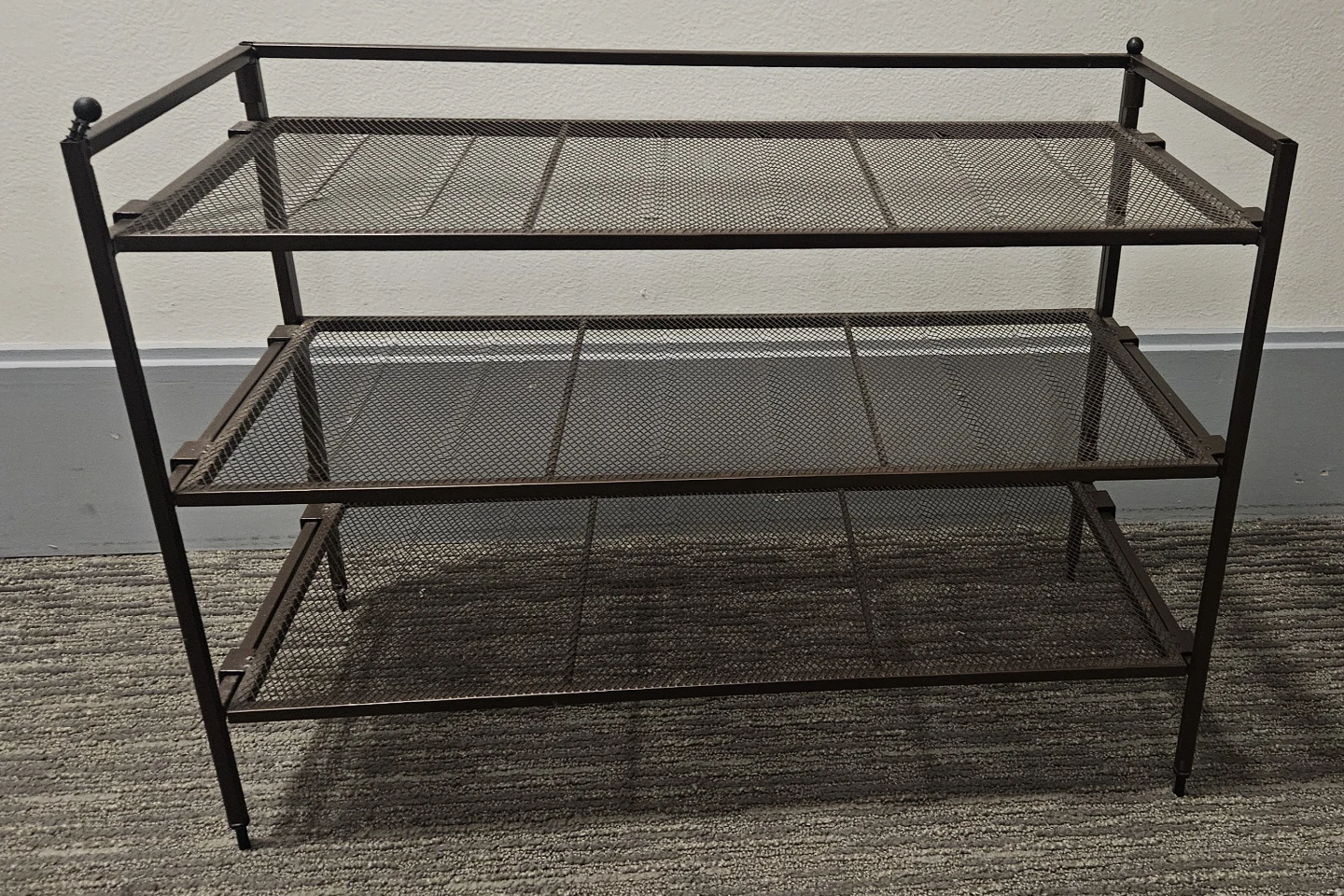 Three-Tier Metal Mesh Storage Shelf
