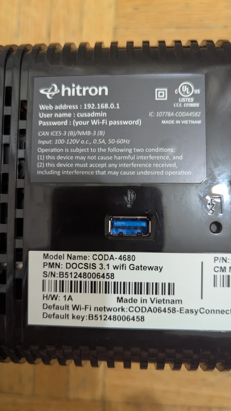 Sold as is.. Hitron CODA-4680 Wi-Fi Wireless Modem Router - photo 3