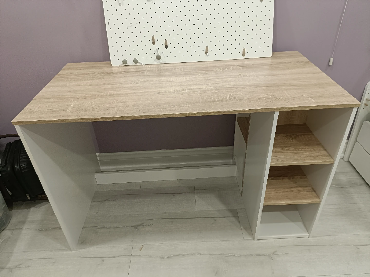 Wooden Desk with IKEA Pegboard