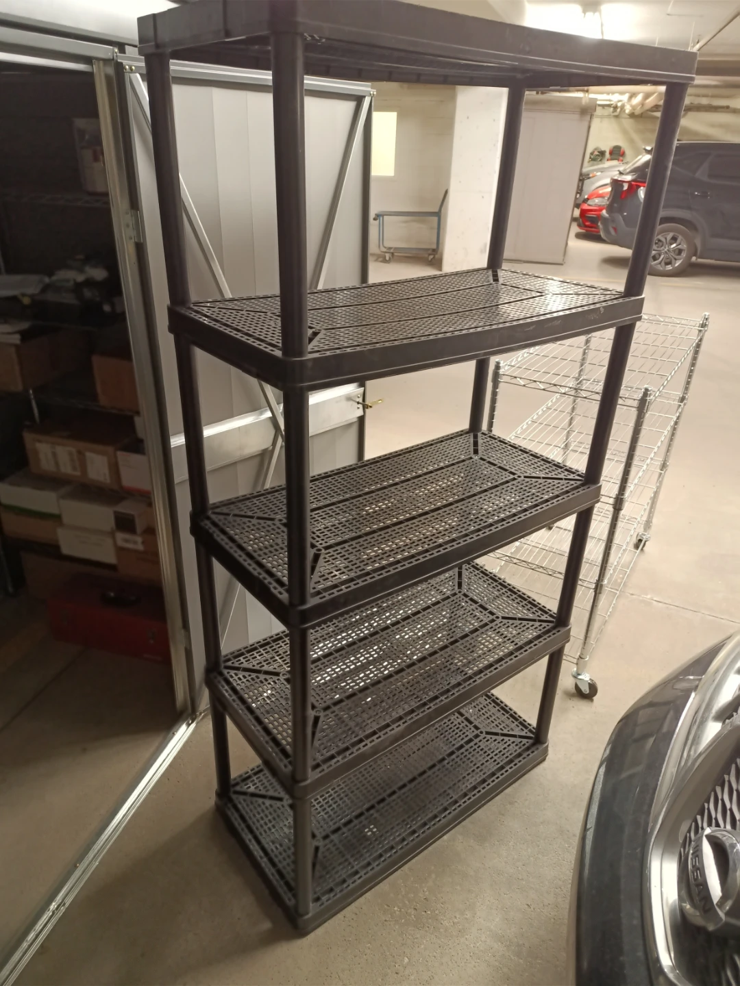 Black 5-Tier Plastic Storage Shelving Unit