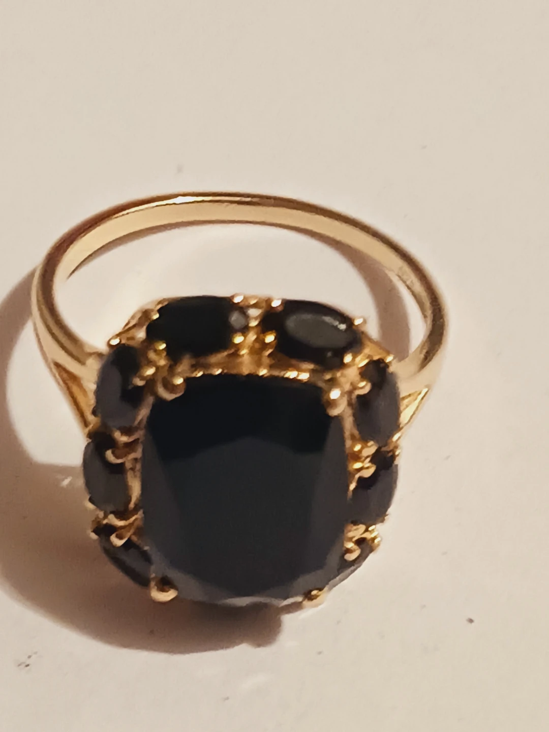 New !! Gold Vermiel Sterling Silver 925 Black Onyx Ring. 9. - photo 2