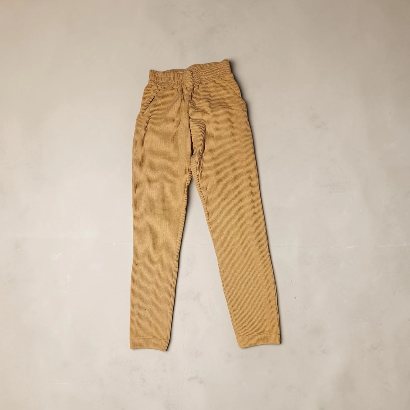 Tan Corduroy Elastic Waist Trousers