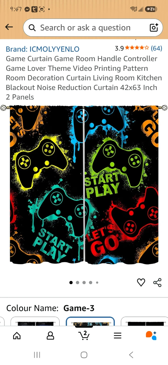 Gaming Pattern Blackout Curtains