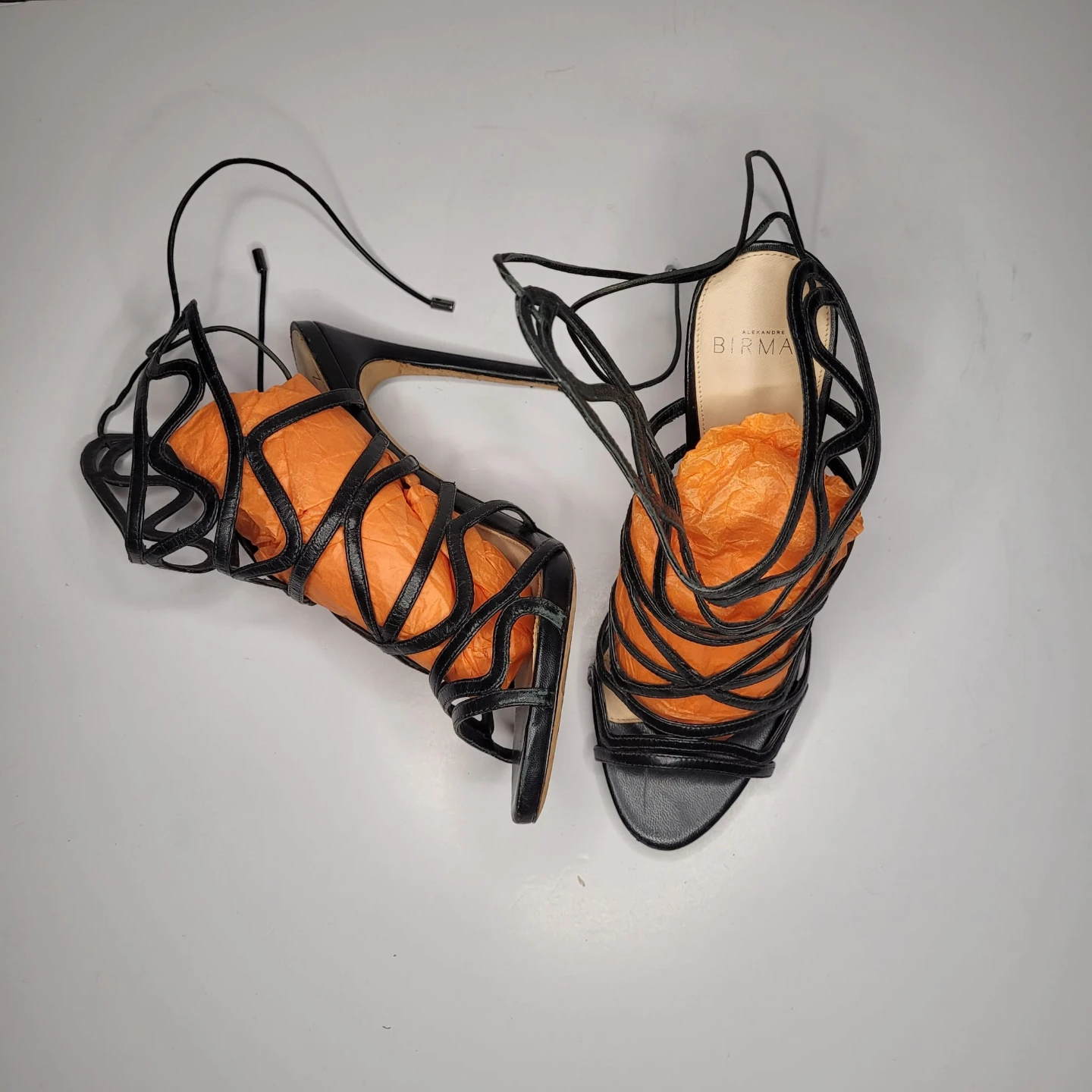 Alexandre Birman Black Lace-Up Heels Size 38 - photo 2