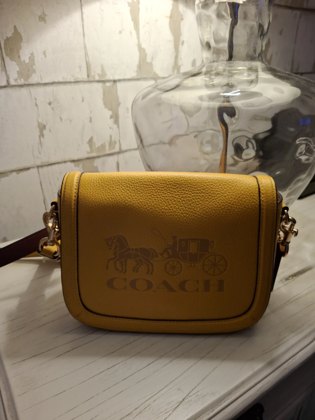 Beautiful mustard colored Coach purse.