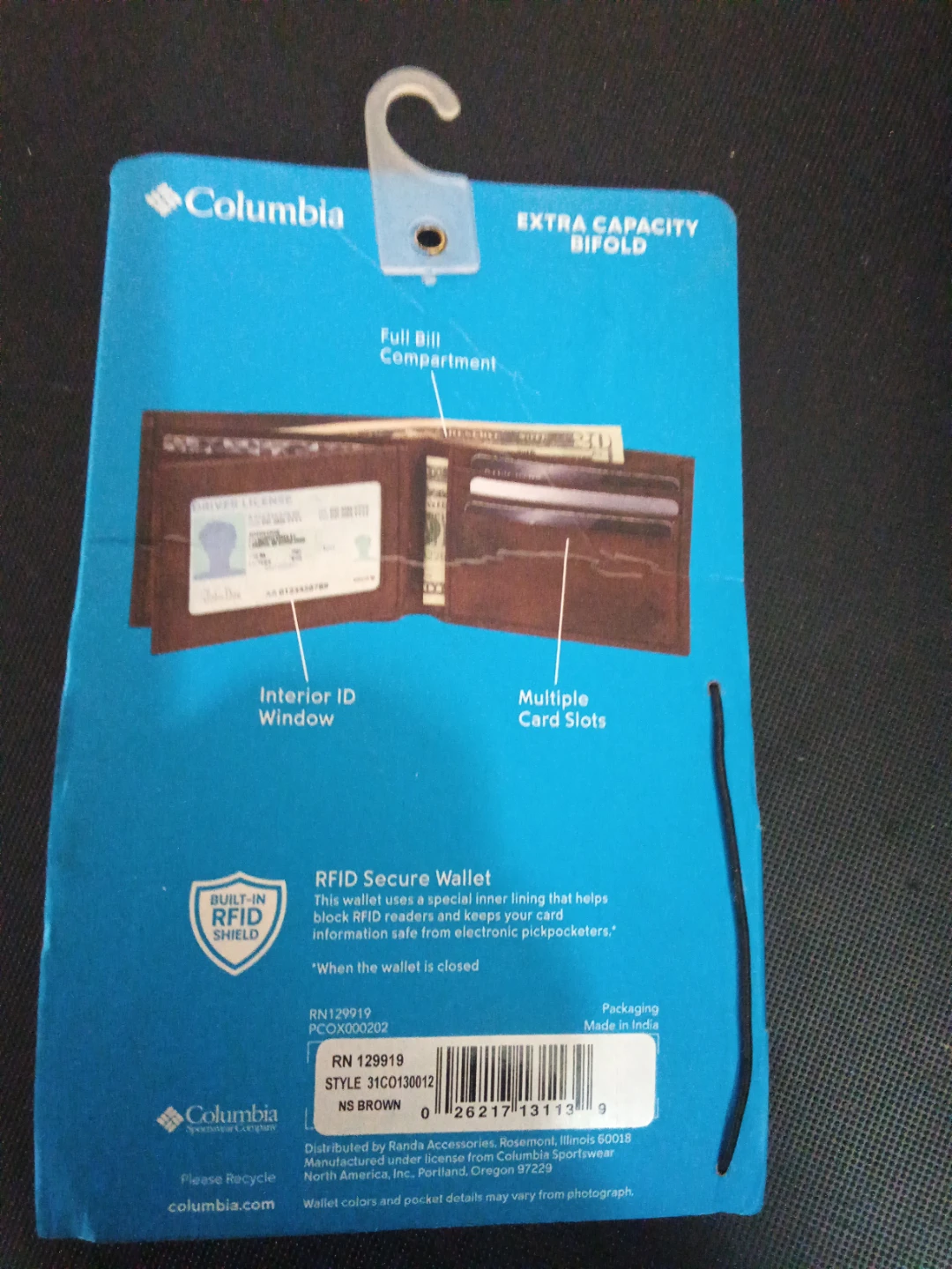 Columbia Extra Capacity Bifold Wallet - Brown. Brand new - photo 4
