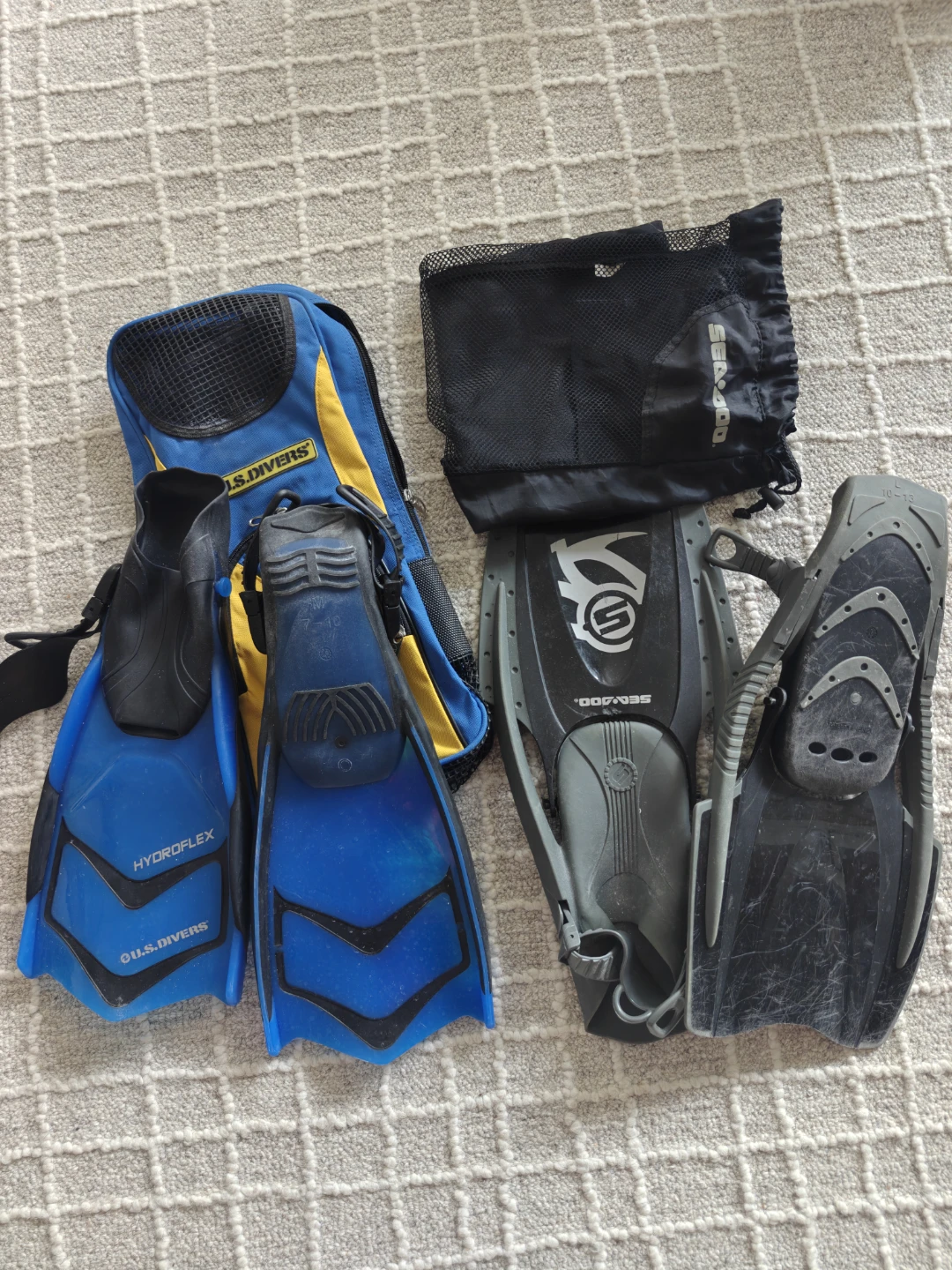 SeaDoo Snorkel Fins and Dive Bag