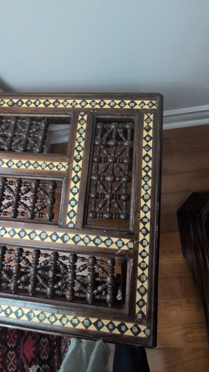 Ornate Wooden Side Table with Inlay - photo 3
