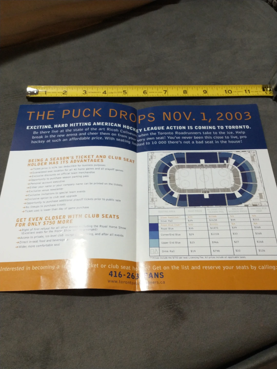 Defunct Toronto Roadrunners 2003/04 Inaugural Season Brochure - photo 5