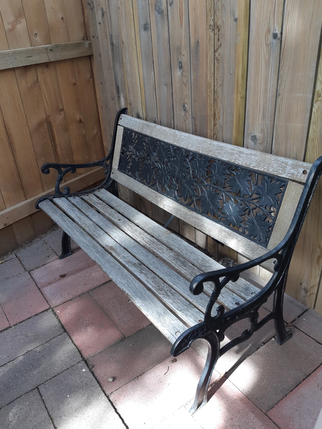 Rustic wooden wrought iron garden bench - photo 4