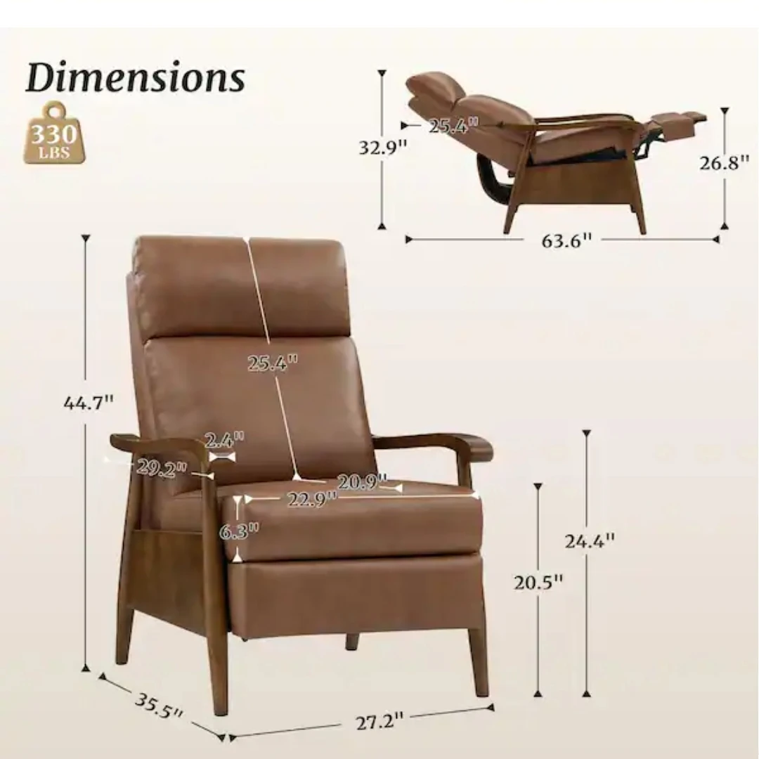 Brown Faux Leather Recliner Chair
